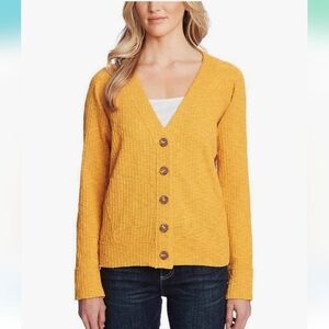 Two By Vince Camuto Yellow Button-Up Women's Sweater/ Cardigan_ XL